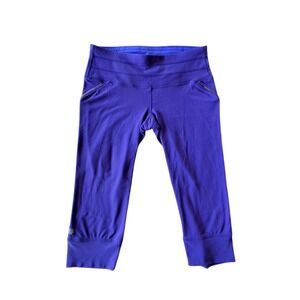 Athleta Be Free Knicker Purple Blue Running Leggings Crop Side Pockets Womens SP